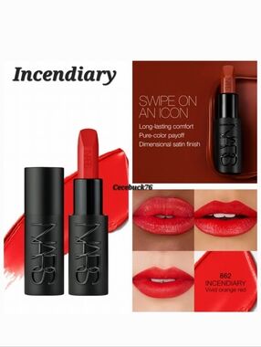 🌺NARS Incendiary Explicit Lipstick Long Wear  Orange Red Lipstick